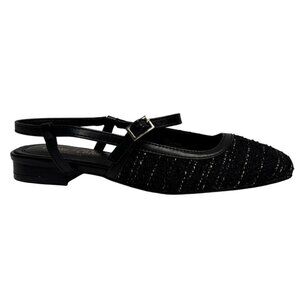CHASE + CHLOE / Enki-1 / Black / Glitter/ Slingback Flats